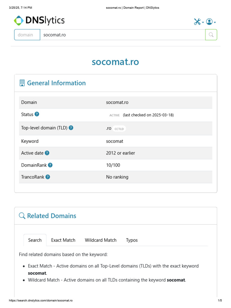 Socomat.ro Domain Overview | PDF | Domain Name System | Internet Governance