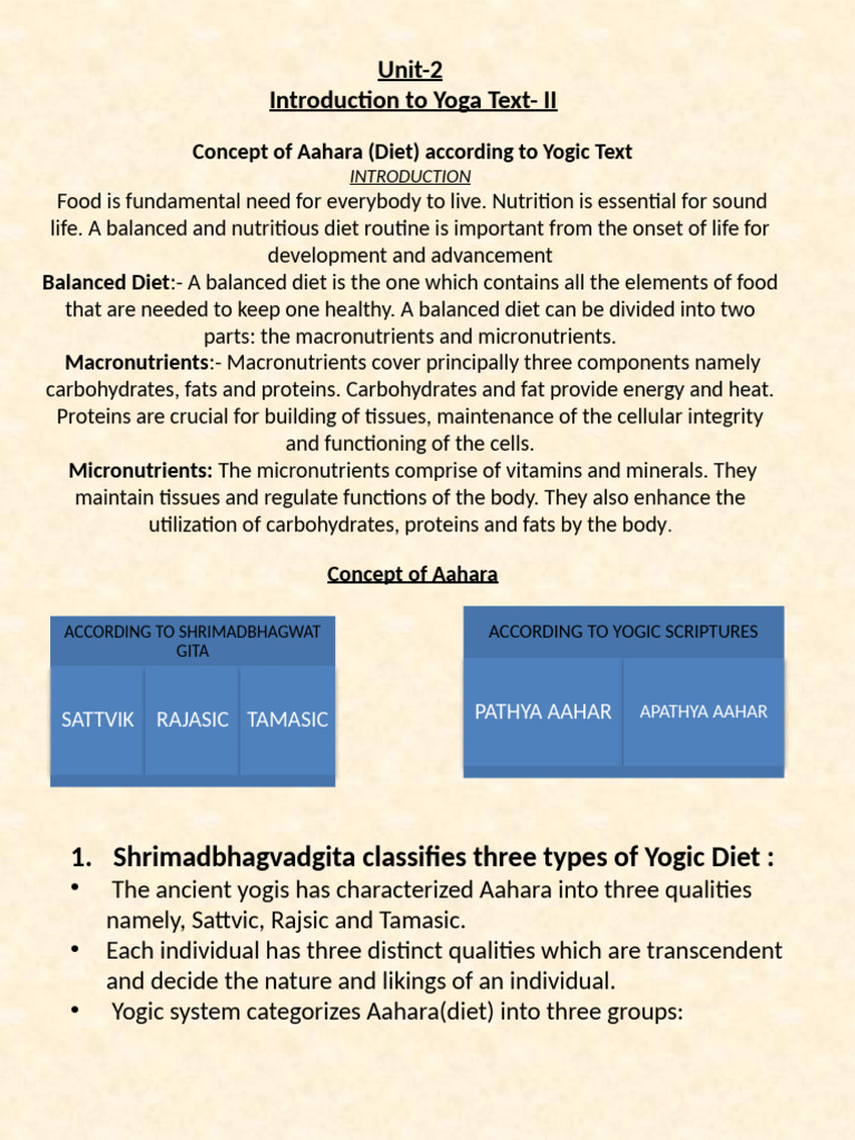 Yogic Diet: Aahara Concepts Explained | PDF