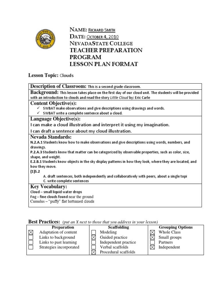 Little CLoud Lesson | PDF | Education Theory | Learning