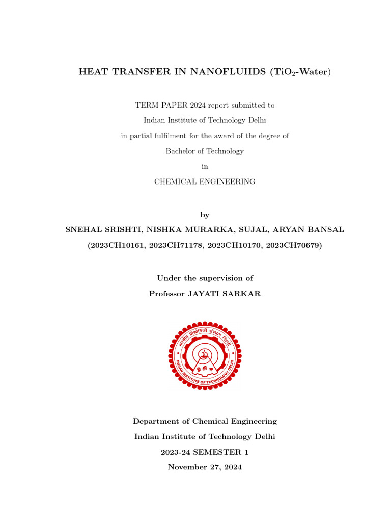 Heat Transfer in TiO2-Water Nanofluids | PDF | Heat Transfer | Nanoparticle