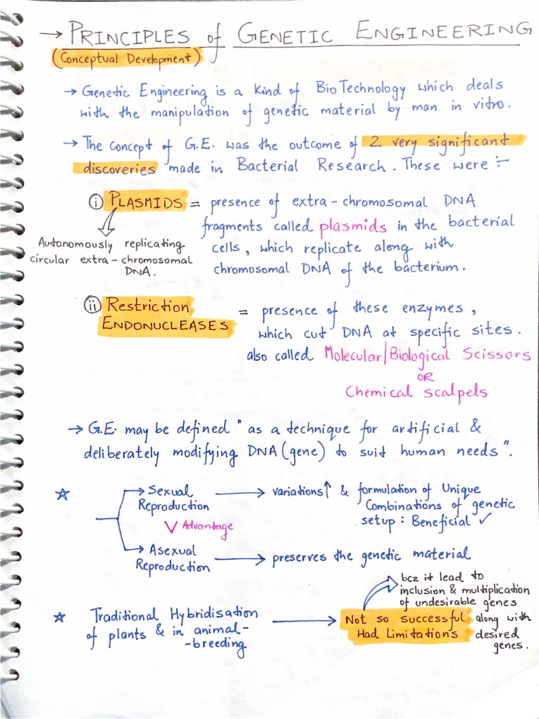 Biotechnology 1 - Principles of Genetic Engineering | PDF