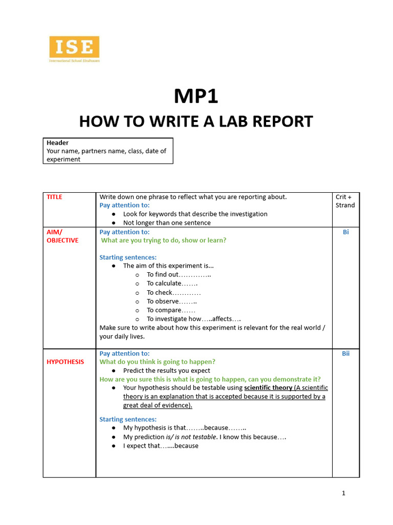 Lab Report Writing Guide | PDF | Experiment | Hypothesis