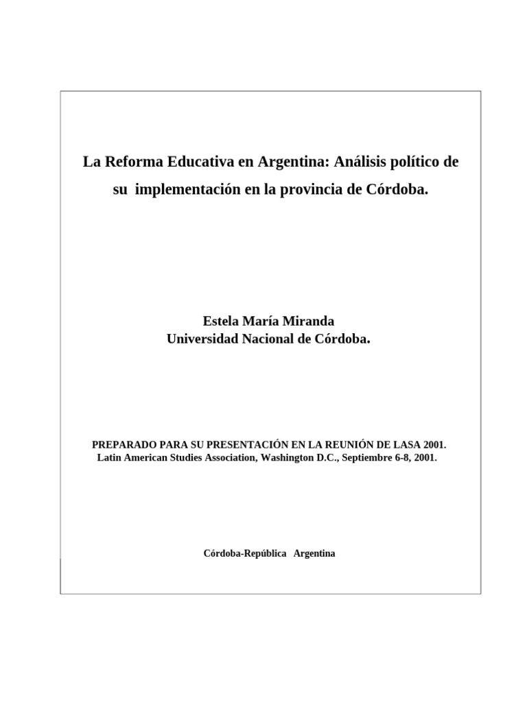 Análisis de la Reforma Educativa en Córdoba | PDF | Educación de la ...