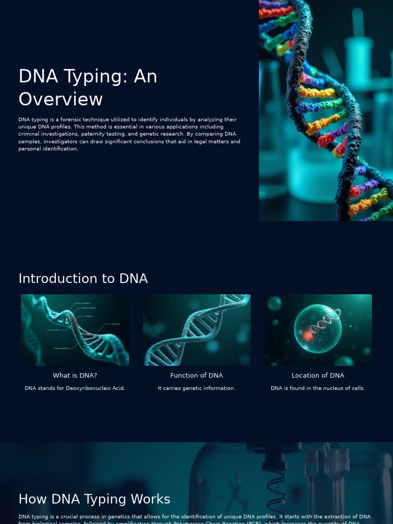 Overview of DNA Typing Techniques | PDF | Dna Profiling | Polymerase ...