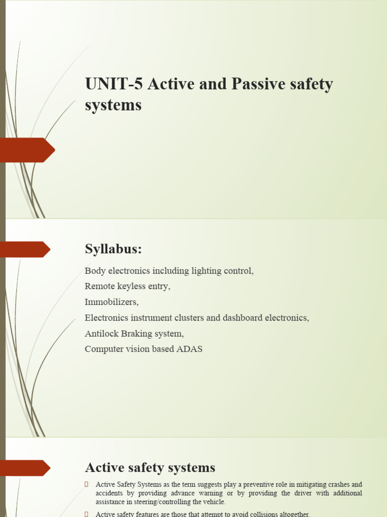 Active vs Passive Safety Systems | PDF | Anti Lock Braking System | Brake