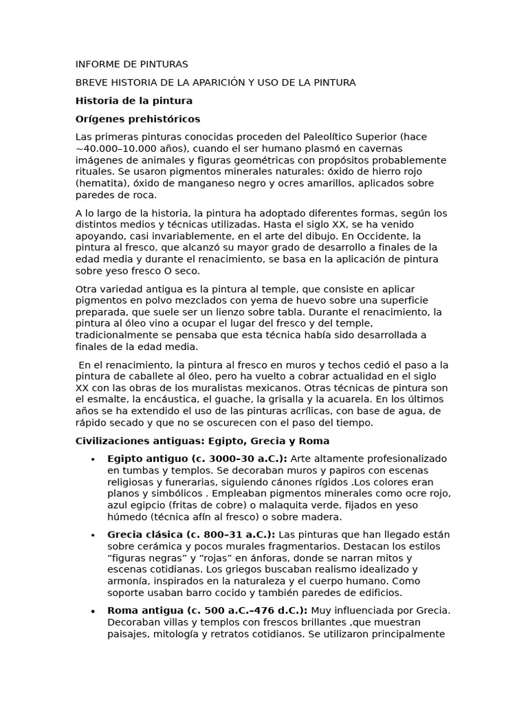 Historia y técnicas de la pintura | PDF | Pinturas | Pintar