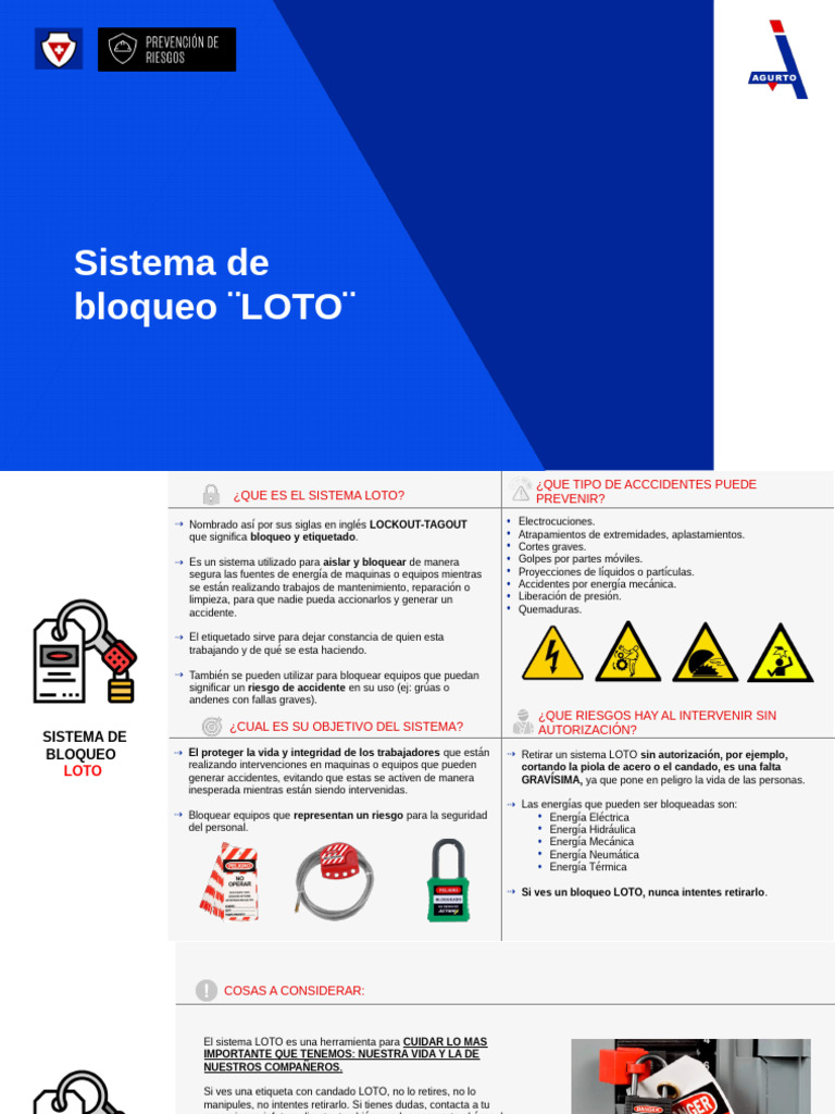 Sistema LOTO: Seguridad en Mantenimiento | PDF