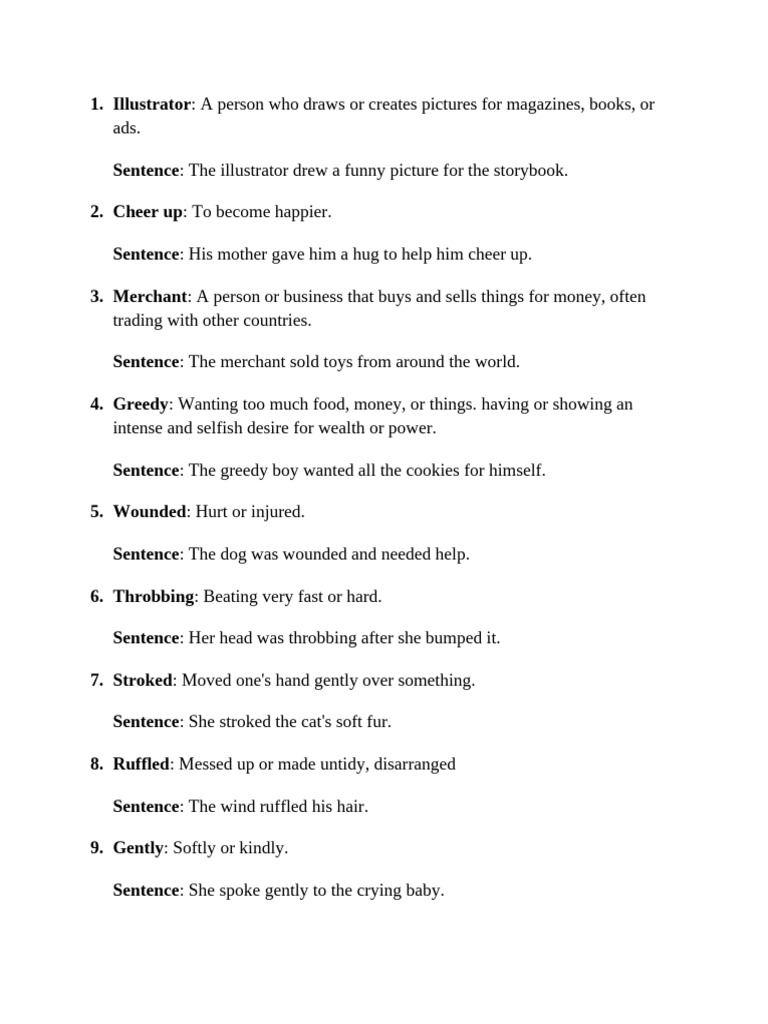 Greedy Man Words and Sentences | PDF