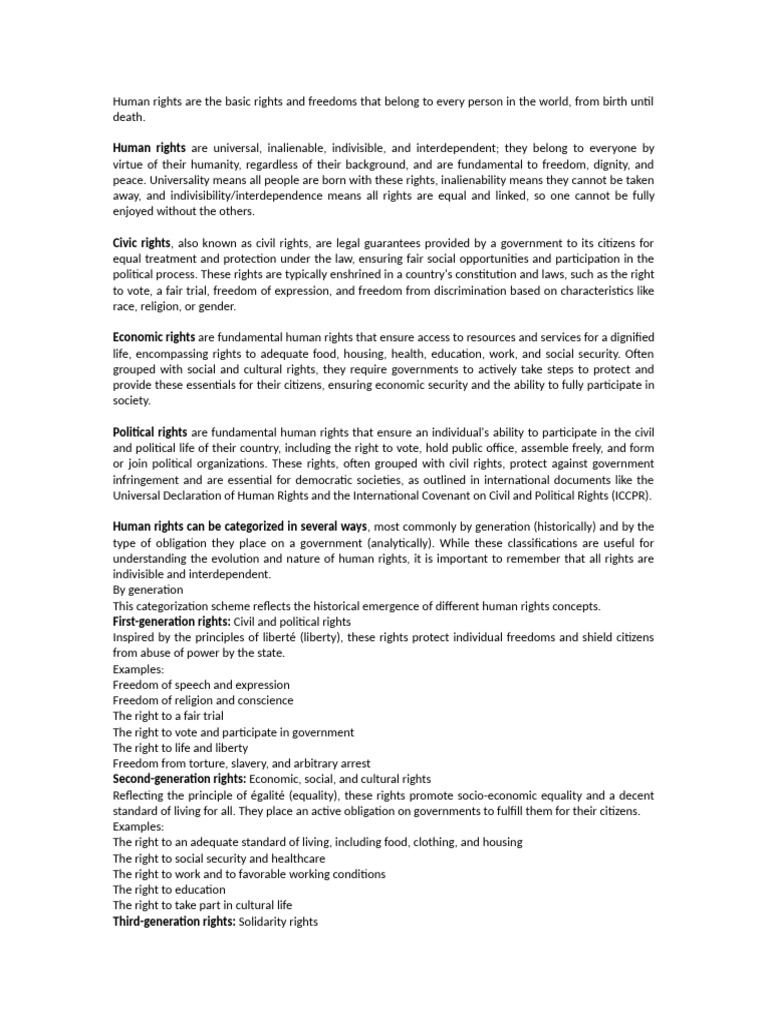 Human Rights Are The Basic Rights A | PDF | Human Rights | Civil And ...
