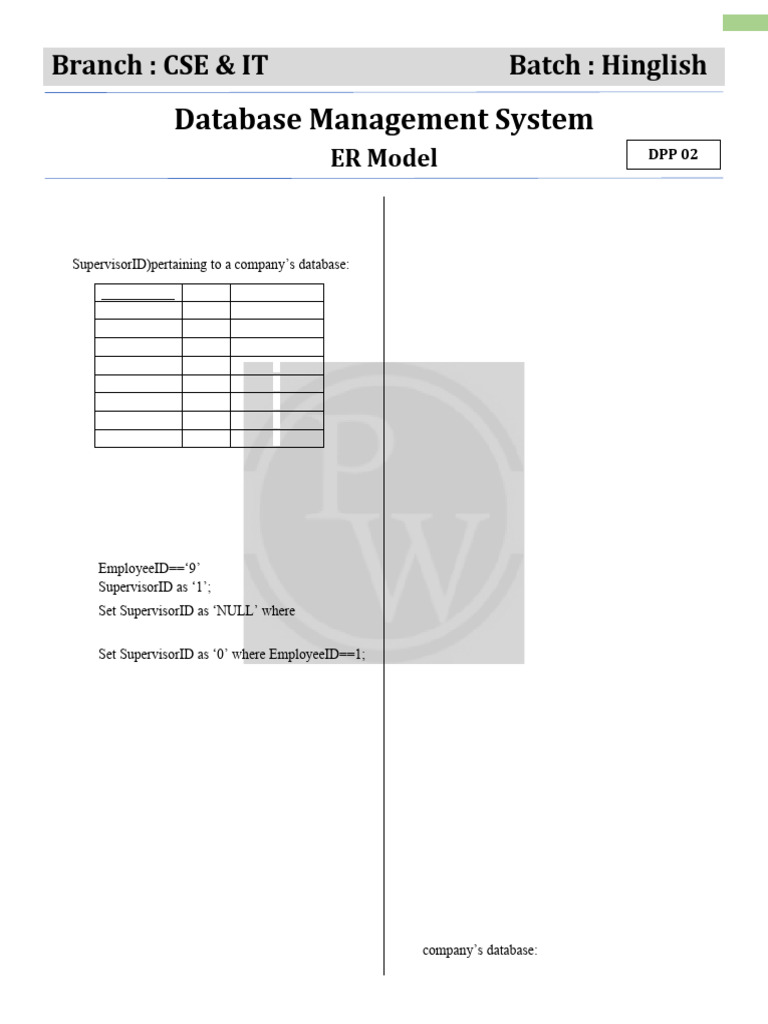 ER Model - DPP 02 (Of Lec 04) | PDF | Data Management Software | Databases