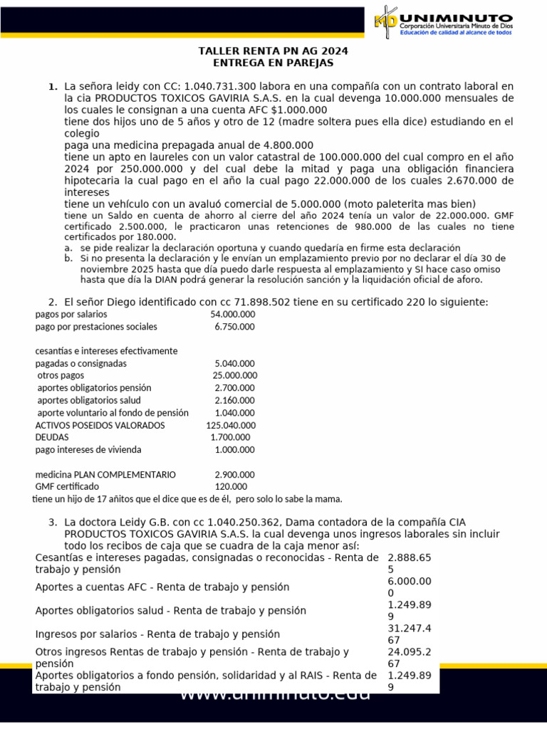 Taller de Declaración de Renta 2024 | PDF | Pensión | Servicios financieros