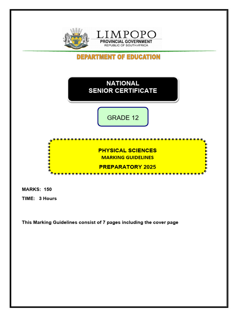 Physical Sciences Marking Guidelines 2025 | PDF | Chemical Reactions ...