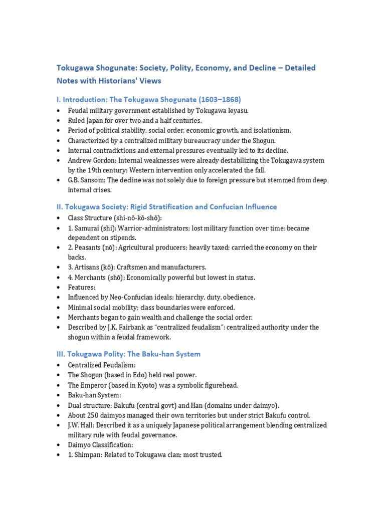 Tokugawa Notes Full With Historians PDF Shogun Japan