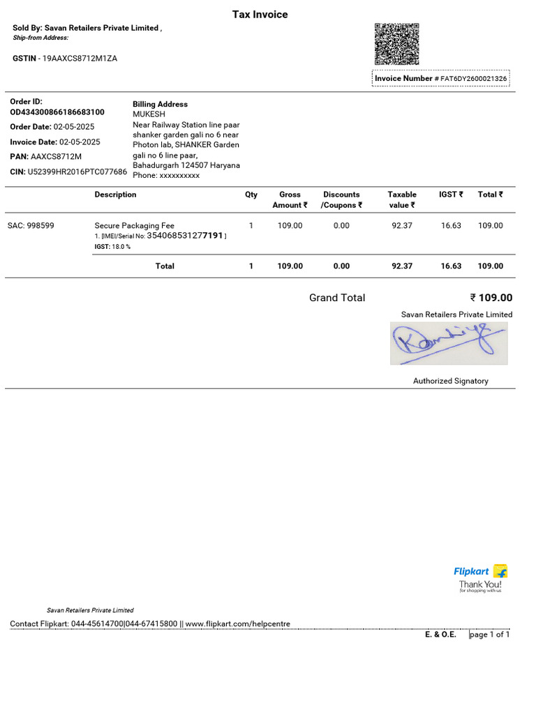 Samsung Galaxy S24 Invoice Details | PDF | Mobile Phones | Information ...