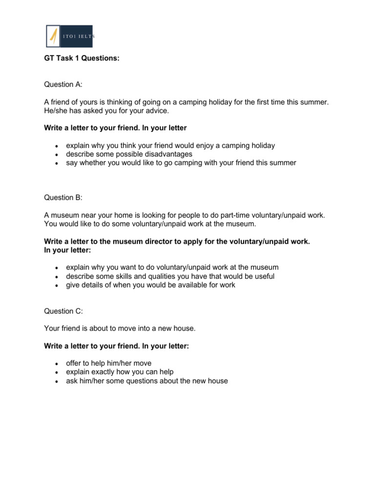 Essential Letter Writing Tasks Guide | PDF