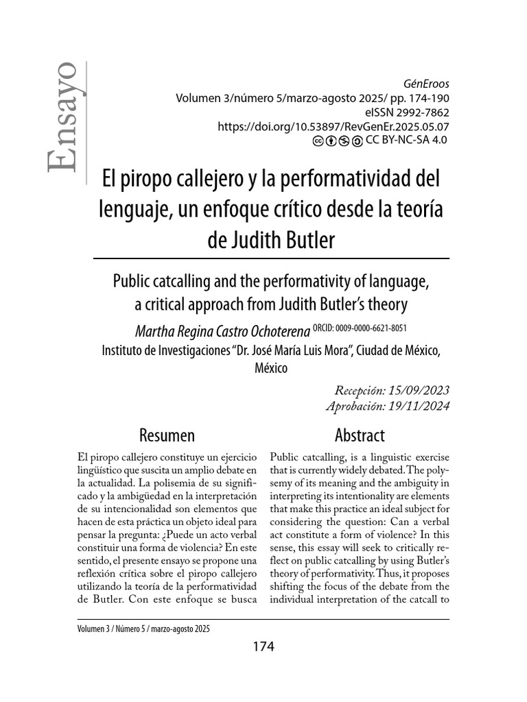 Piropo Callejero: Violencia y Performatividad | PDF | Género | Estudios ...