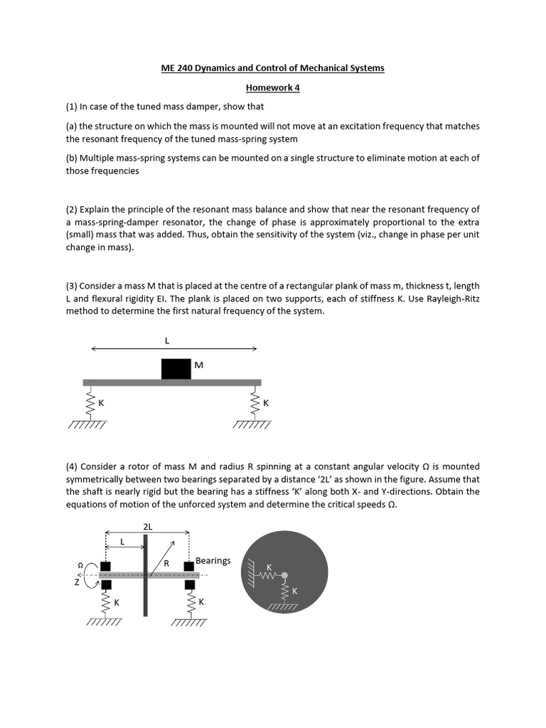 Dynamics of Mechanical Systems Homework 4 | PDF | Mass | Physical Phenomena