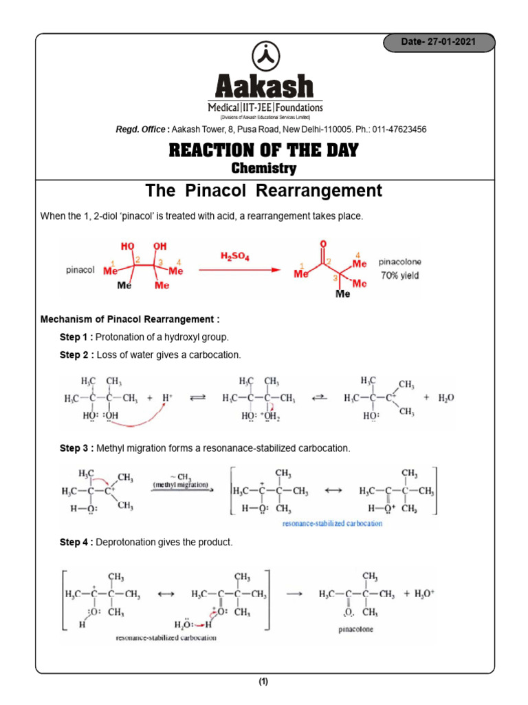 The Pinacol Rearrangement | PDF