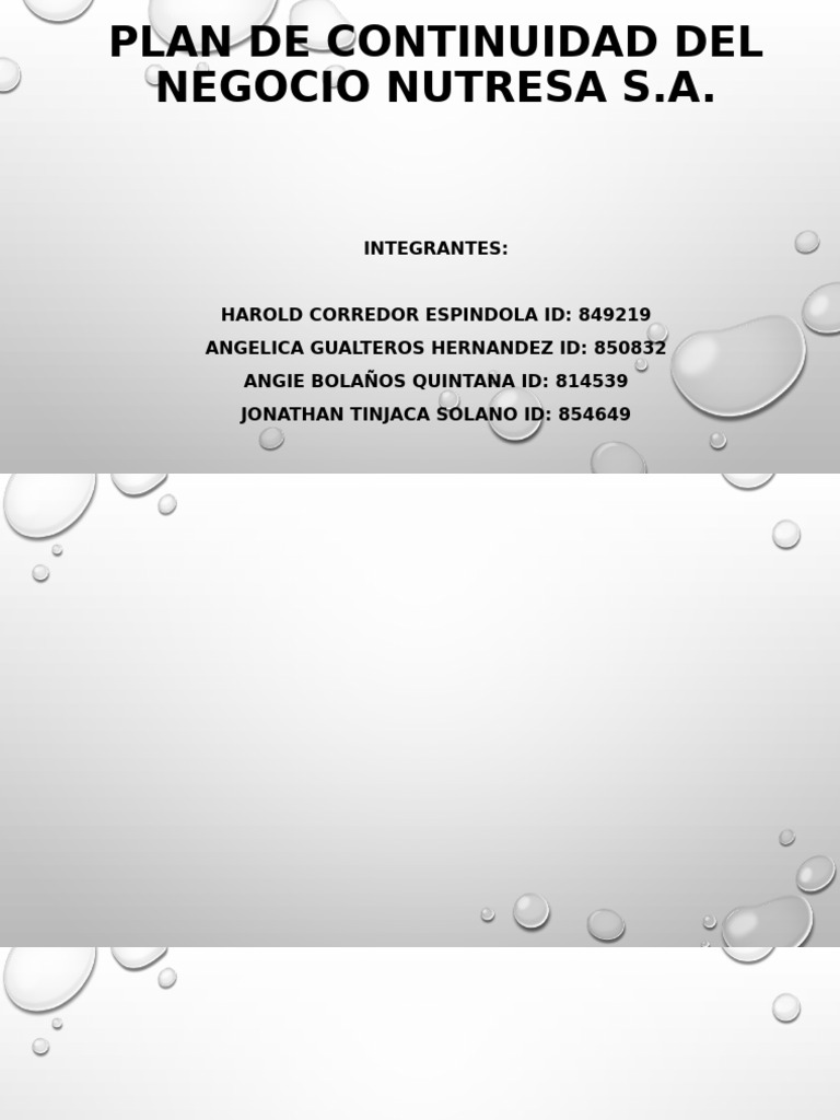 Plan de Continuidad Del Negocio Nutresa S | PDF | Logística