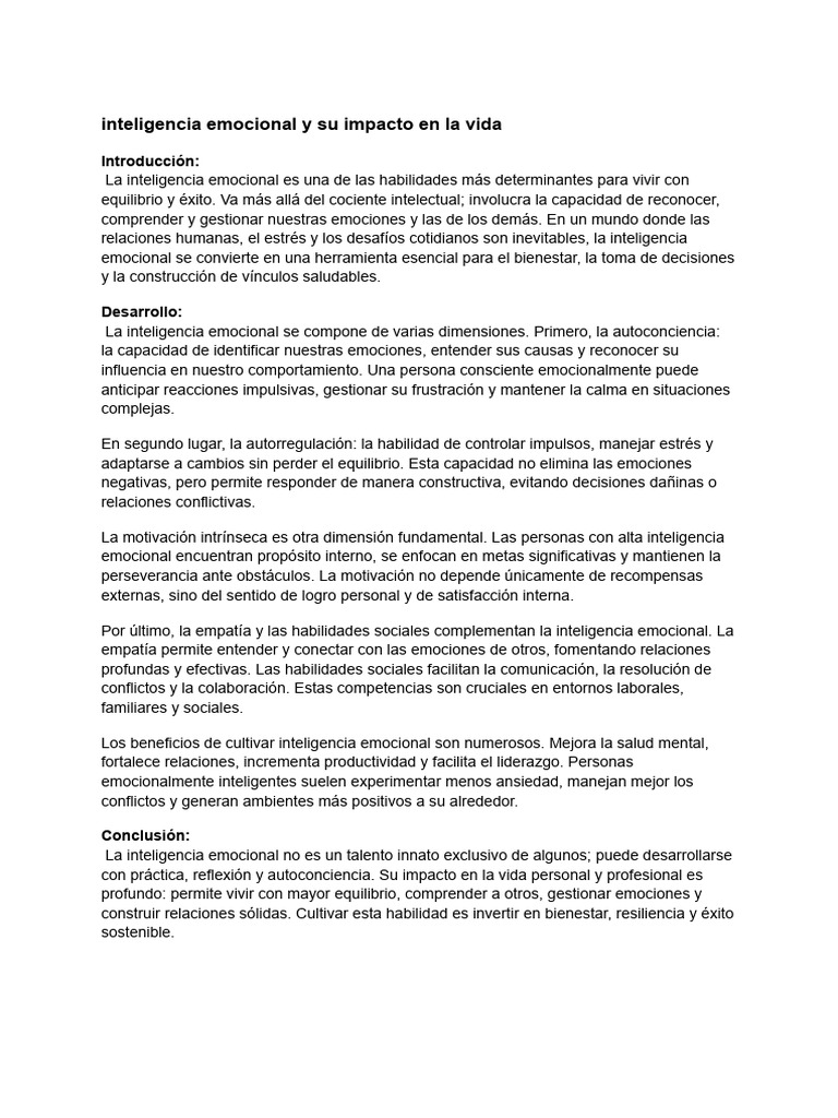 Impacto de la Inteligencia Emocional | PDF | Las emociones ...