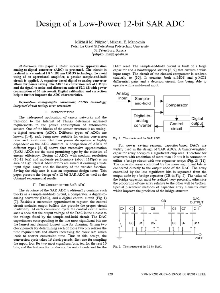 Low-Power 12-bit SAR ADC Design | PDF | Analog To Digital Converter ...
