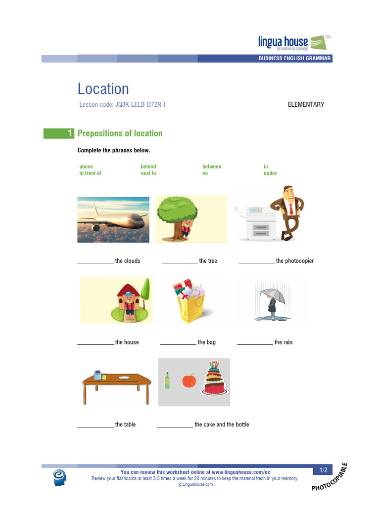 Business English: Prepositions of Location | PDF | English Grammar