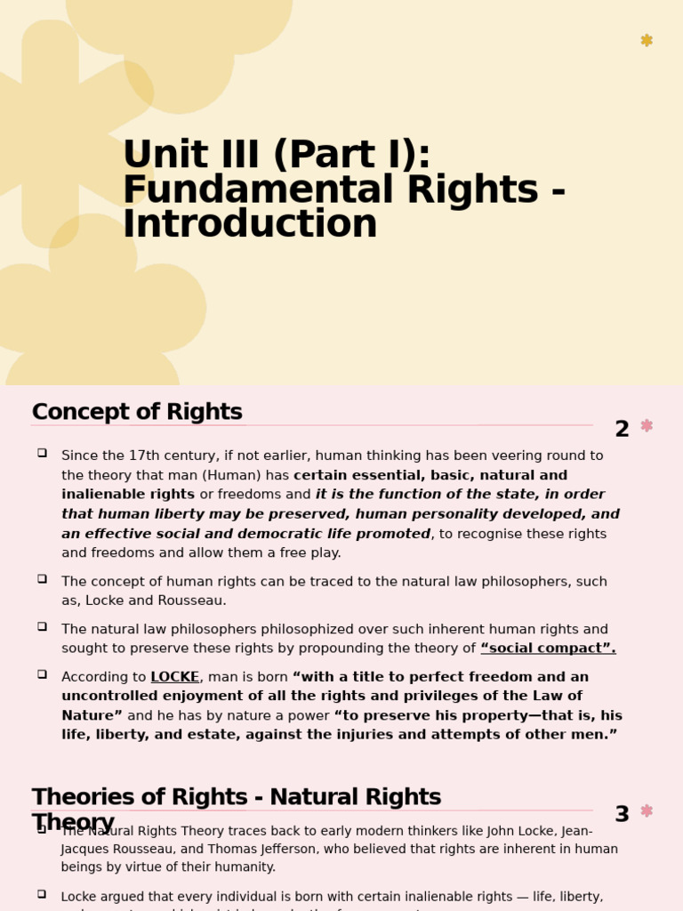 Unit III Part I Fundamental Rights Introduction | PDF | Human Rights ...
