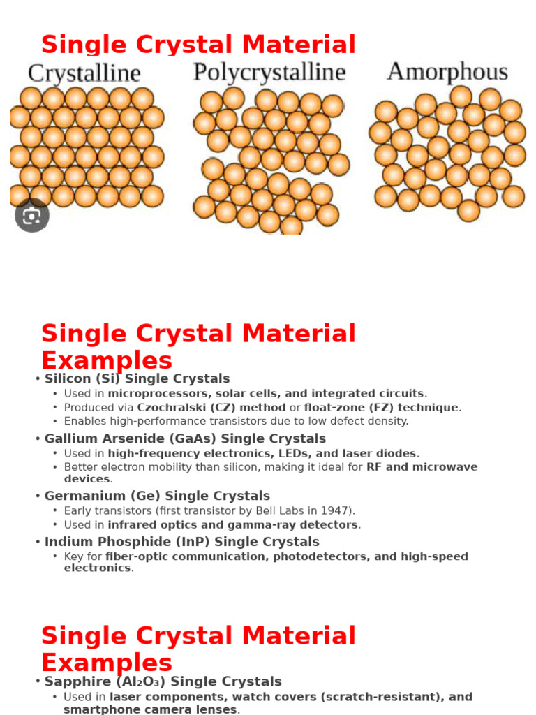 Properties and Applications of Single Crystals | PDF | Single Crystal ...