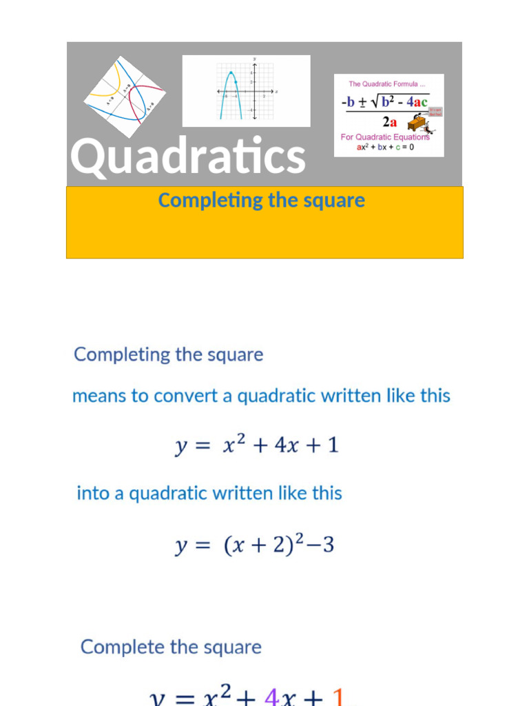 Quadratics, Completing The Square | PDF