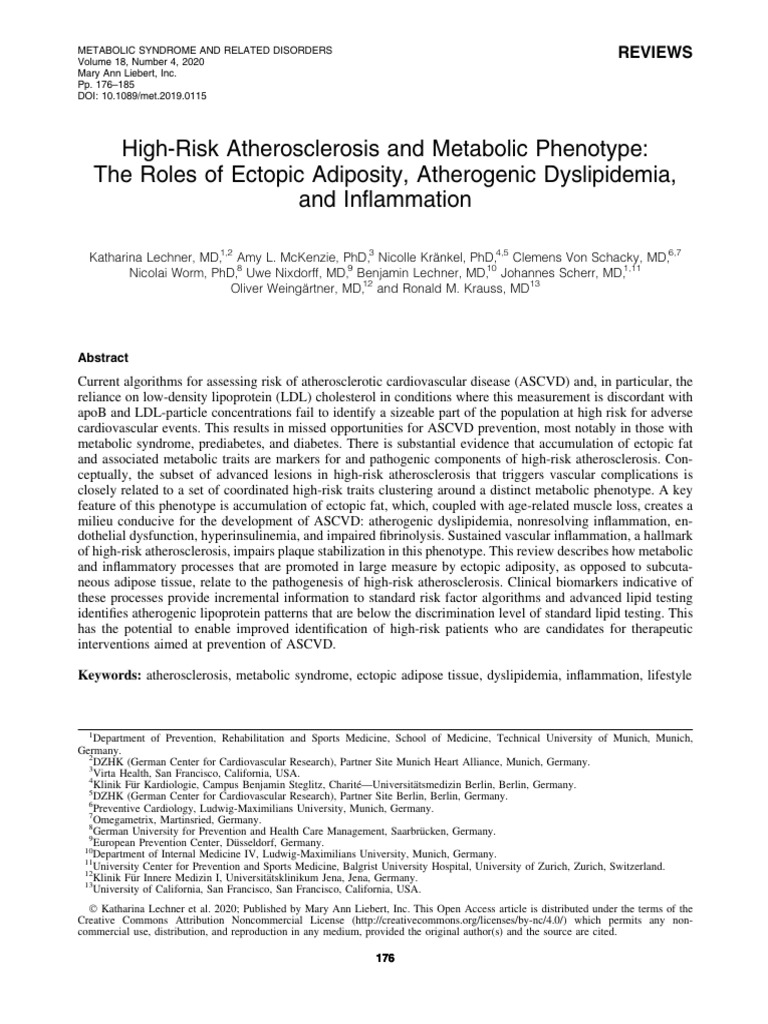 High-Risk Atherosclerosis and Metabolic Phenotype | PDF ...