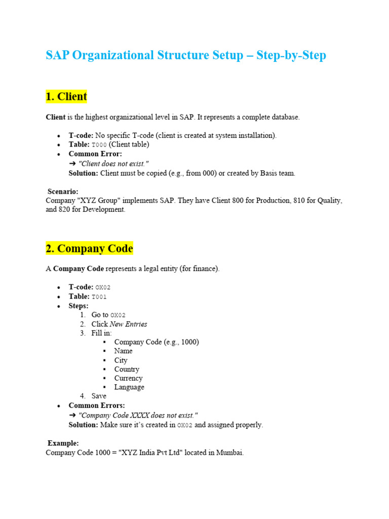 SAP Organizational Structure Guide | PDF | Computer Programming ...