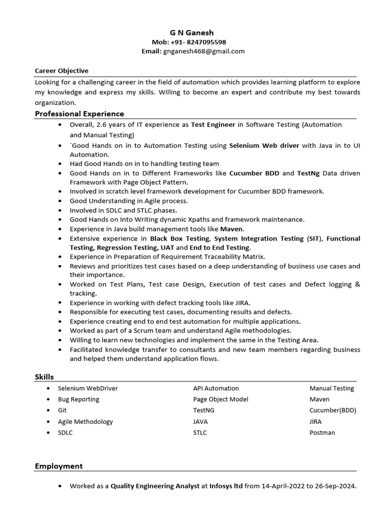 G N Ganesh | PDF | Software Testing | Selenium (Software)