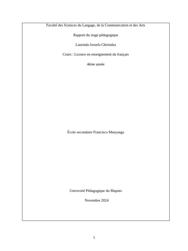 Rapport de stage en enseignement du FLE | PDF | Apprentissage | Pédagogie