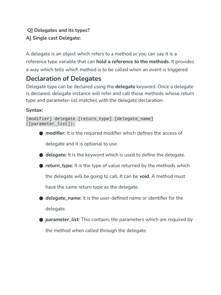 Delegates and Its Types | PDF | Method (Computer Programming ...
