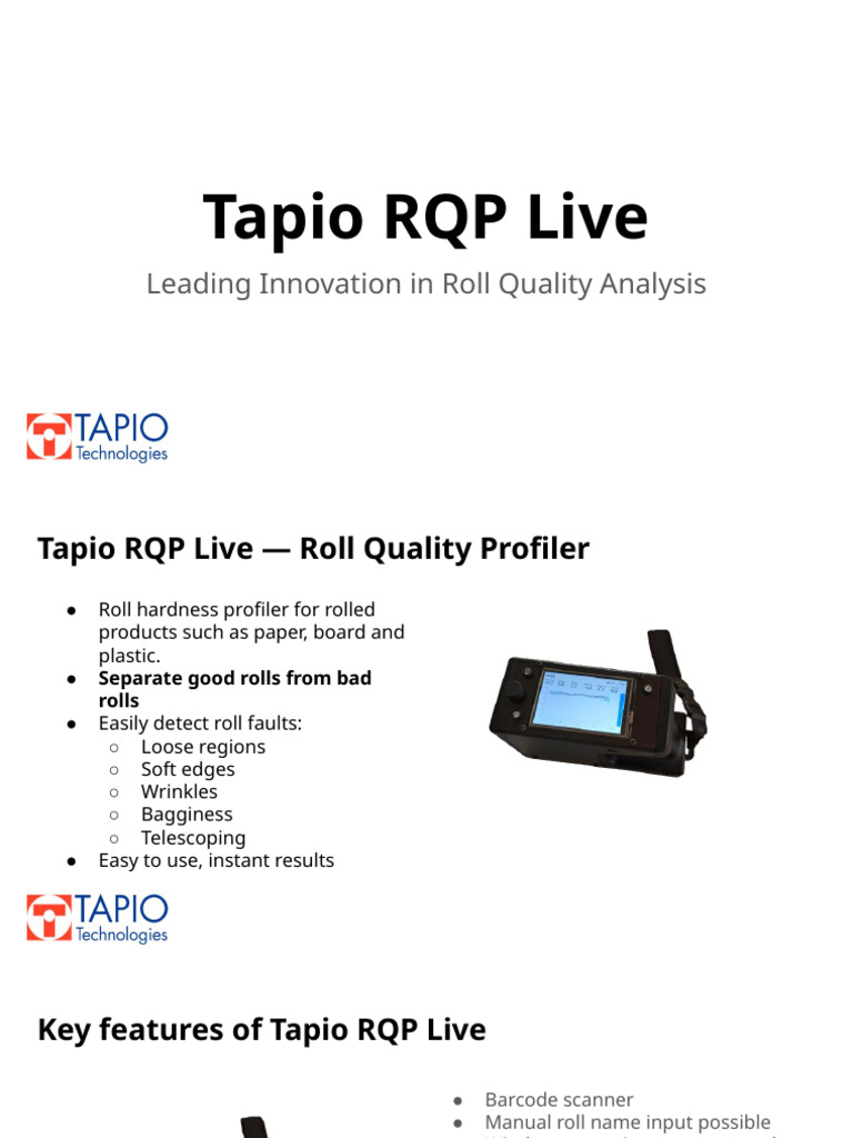 Tapio RQP Live Roll Hardness Tester 12-2024 | PDF | Computing ...