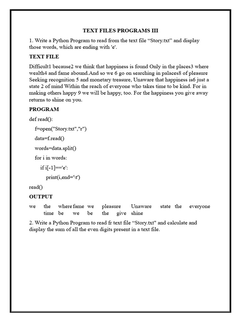 Python File Processing Programs | PDF | Python (Programming Language ...