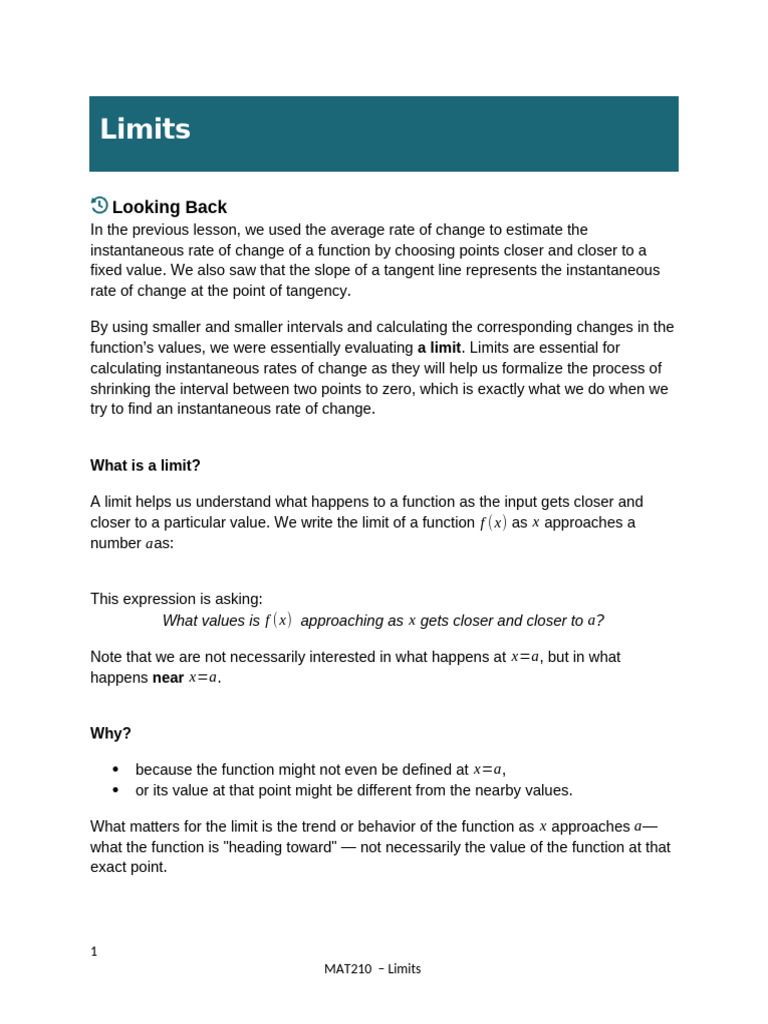 Understanding Limits in Calculus | PDF | Derivative | Tangent