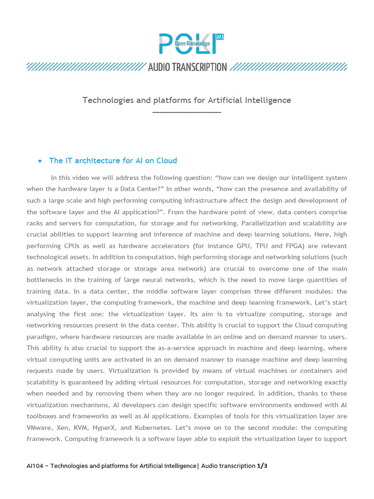 AI Technologies and Cloud Platforms | PDF | Deep Learning | Virtualization