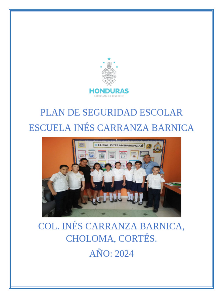 Plan de Seguridad Escolar 2024 | PDF | Valores | Escuelas
