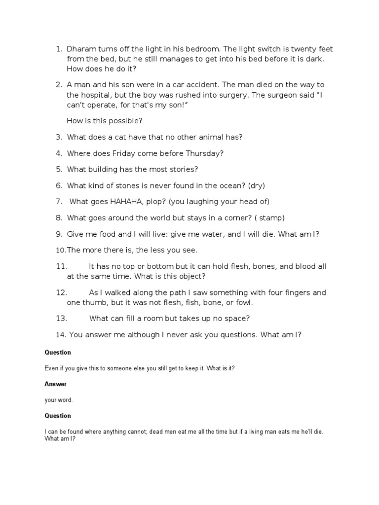 Riddles | PDF | Philosophy | Language Arts & Discipline