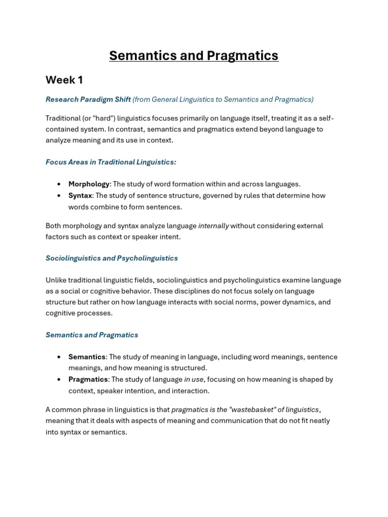 Understanding Semantics and Pragmatics | PDF | Semantics | Linguistics