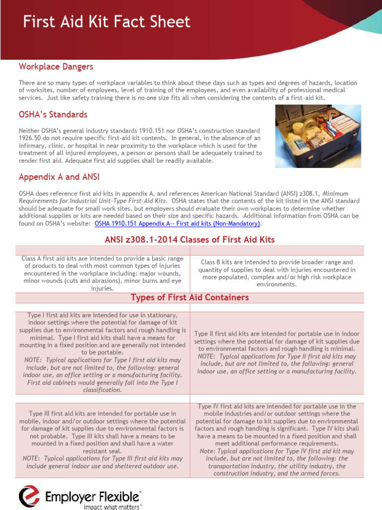 First Aid Kit Essentials for Workplaces | PDF | Occupational Safety And ...