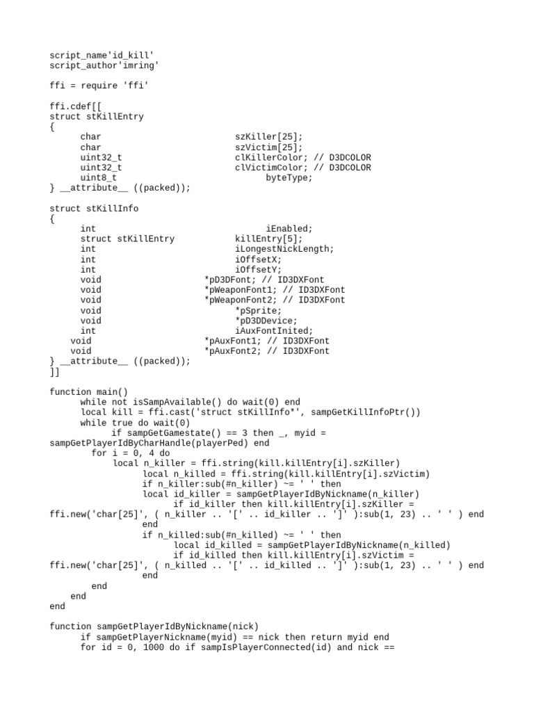 Kill ID Management Script | PDF