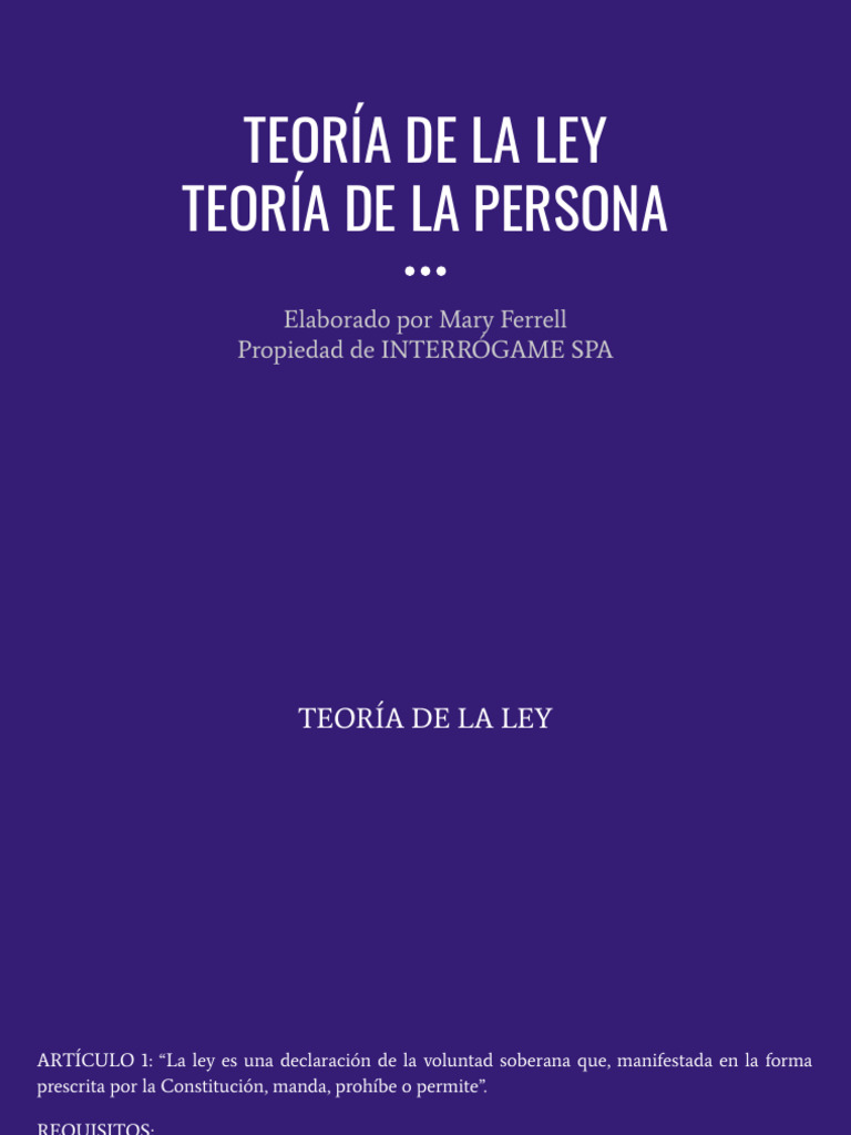 Teoría de la Ley y la Persona | PDF | Bienes (Ley) | Derechos