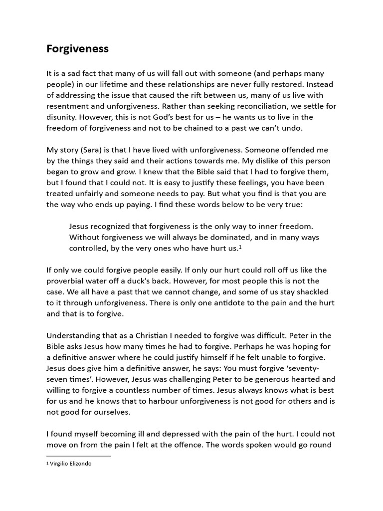 The Freedom Found in Forgiveness | PDF | Forgiveness | Religious Belief ...