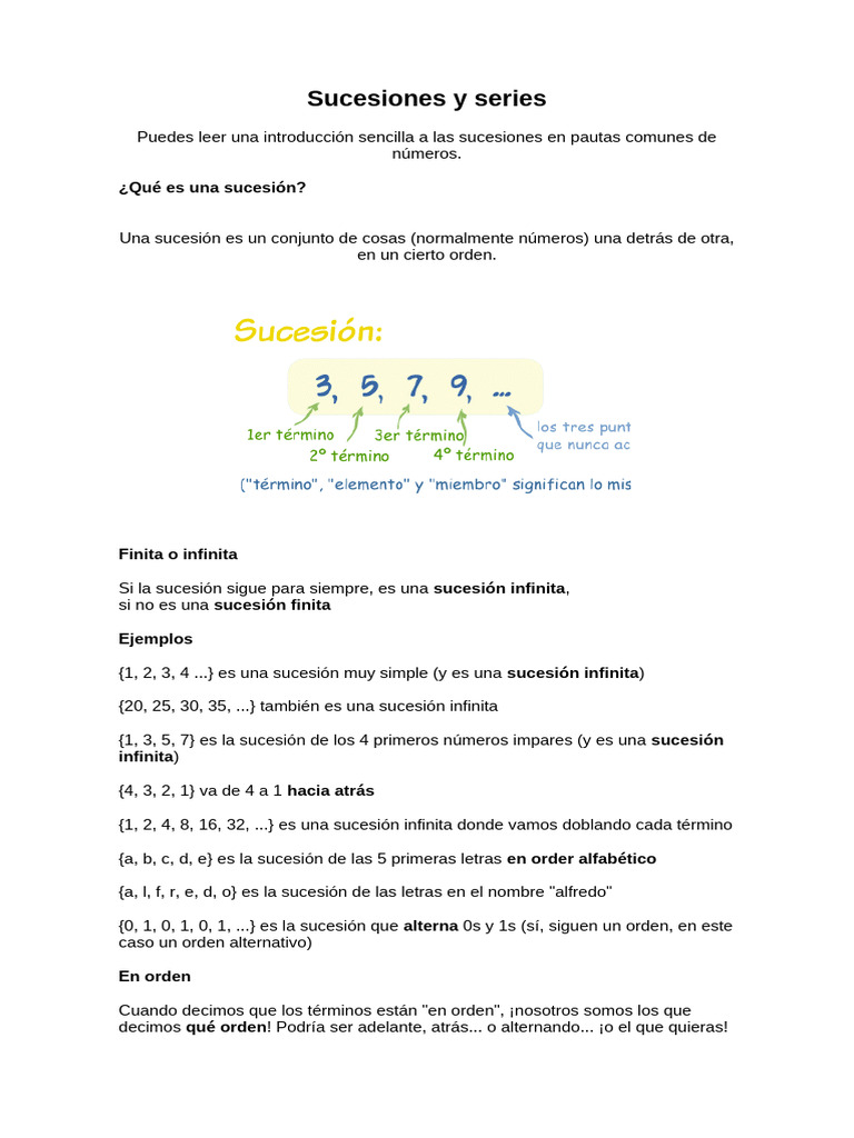 Ejemplos de sucesiones infinitas | PDF | Secuencia | infinito