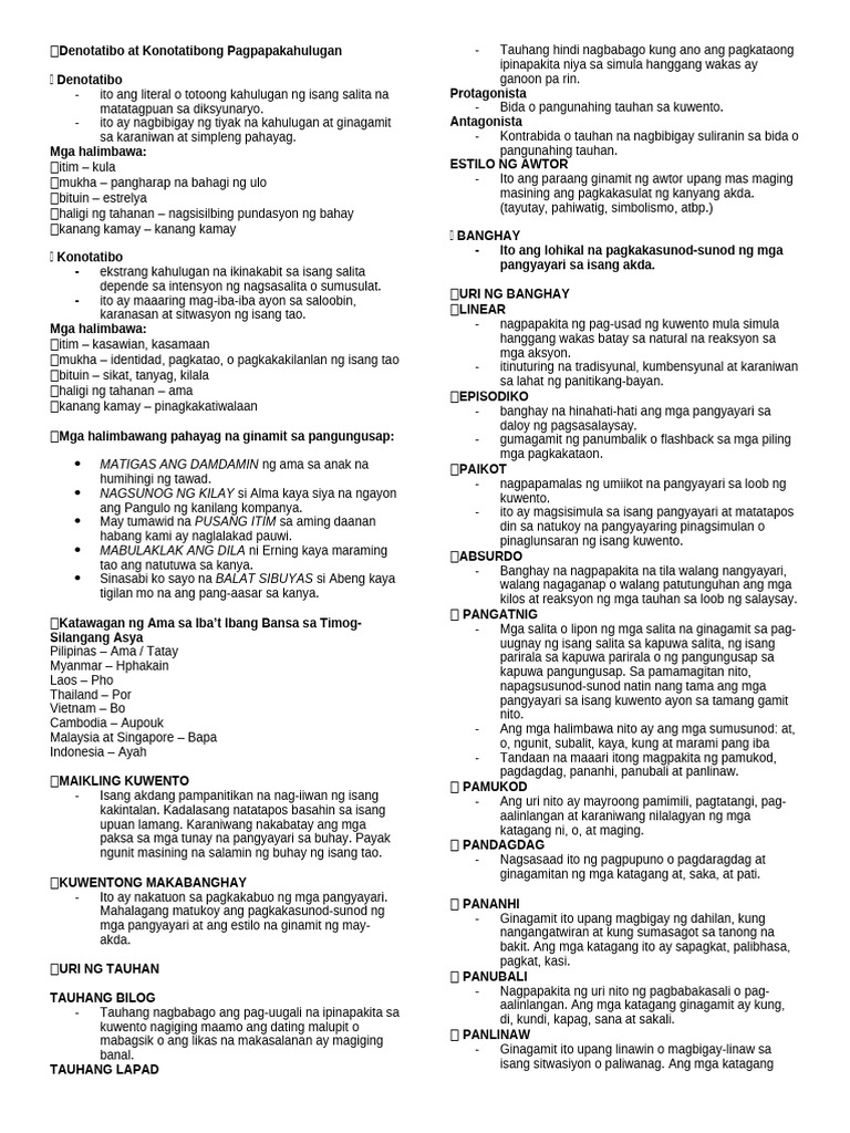Filipino 9 Key Concepts | PDF