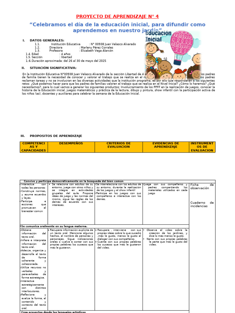 Celebración del Día de la Educación Inicial | PDF | Educación de la ...