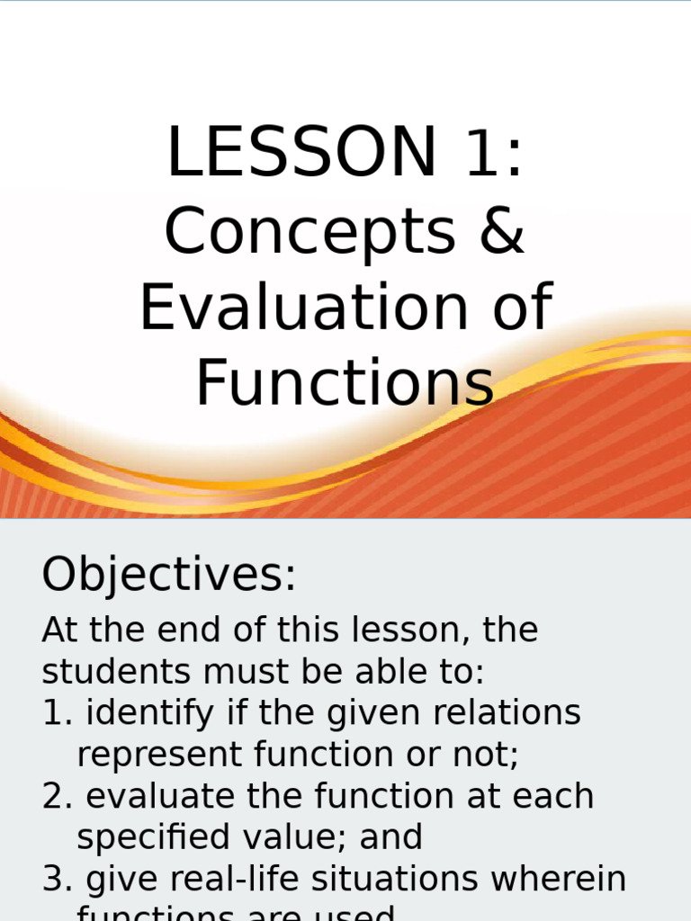 Lesson 1 - Concepts - Evaluation of Functions | PDF | Function ...