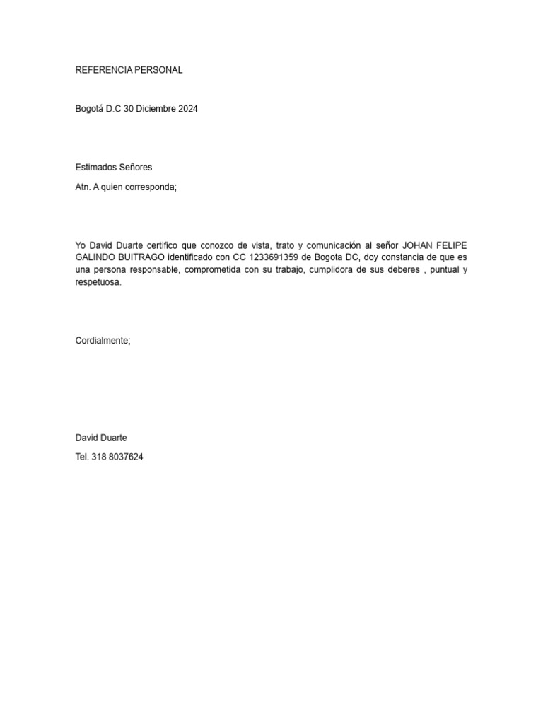 Referencia Personal 2 | PDF